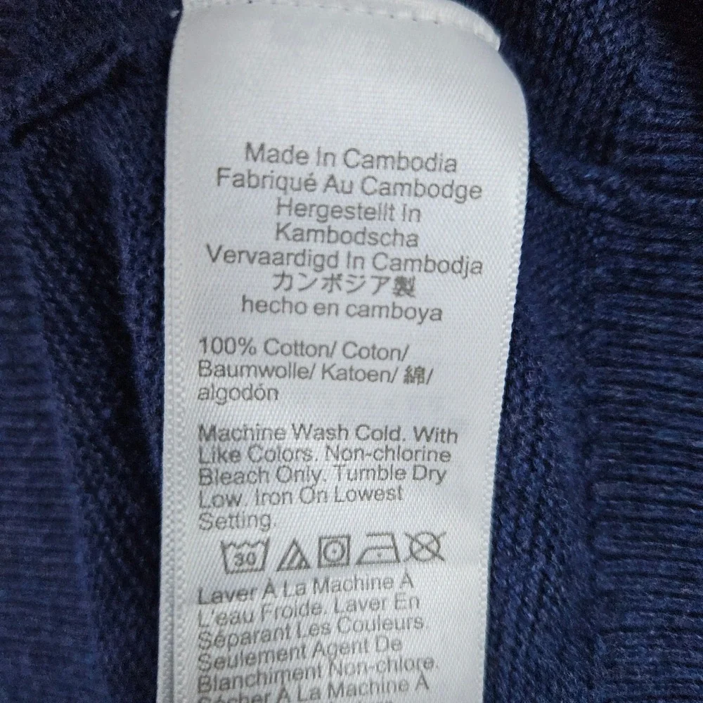 J Crew Men's Blue Crewneck Pullover‎ Sweater Size L 100% Cotton Warm Cozy Winter